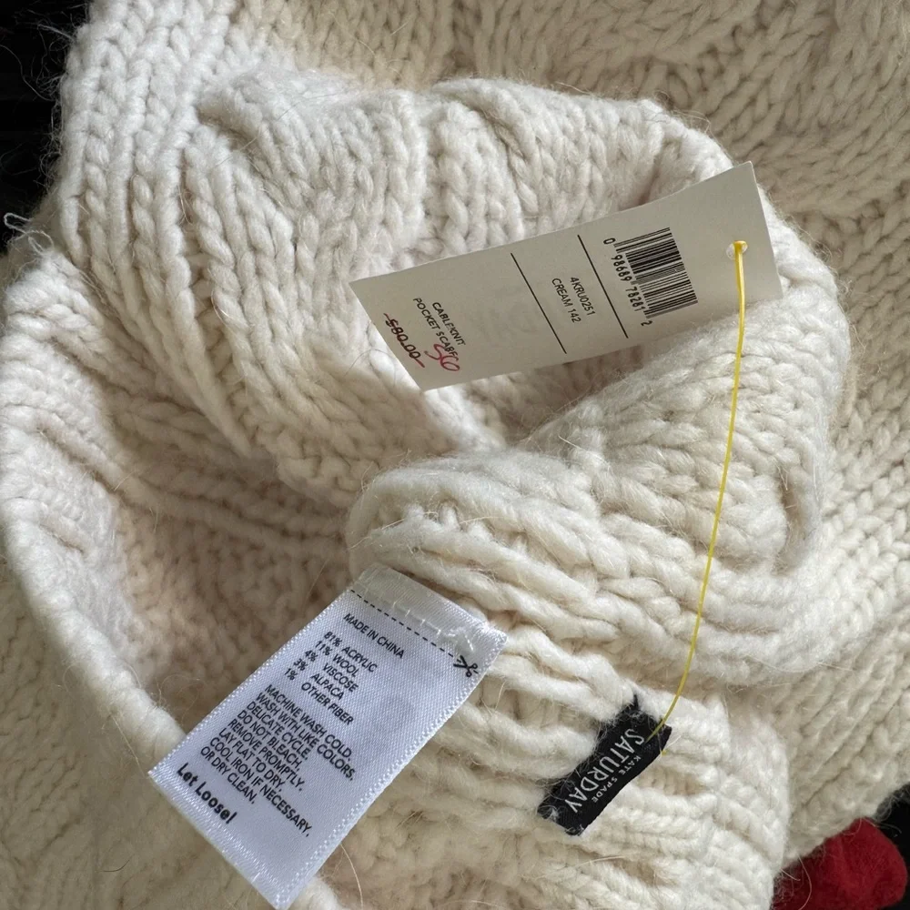 NWT Kate Spade Saturday Cable Knit Scarf and Fingerless Glove Set